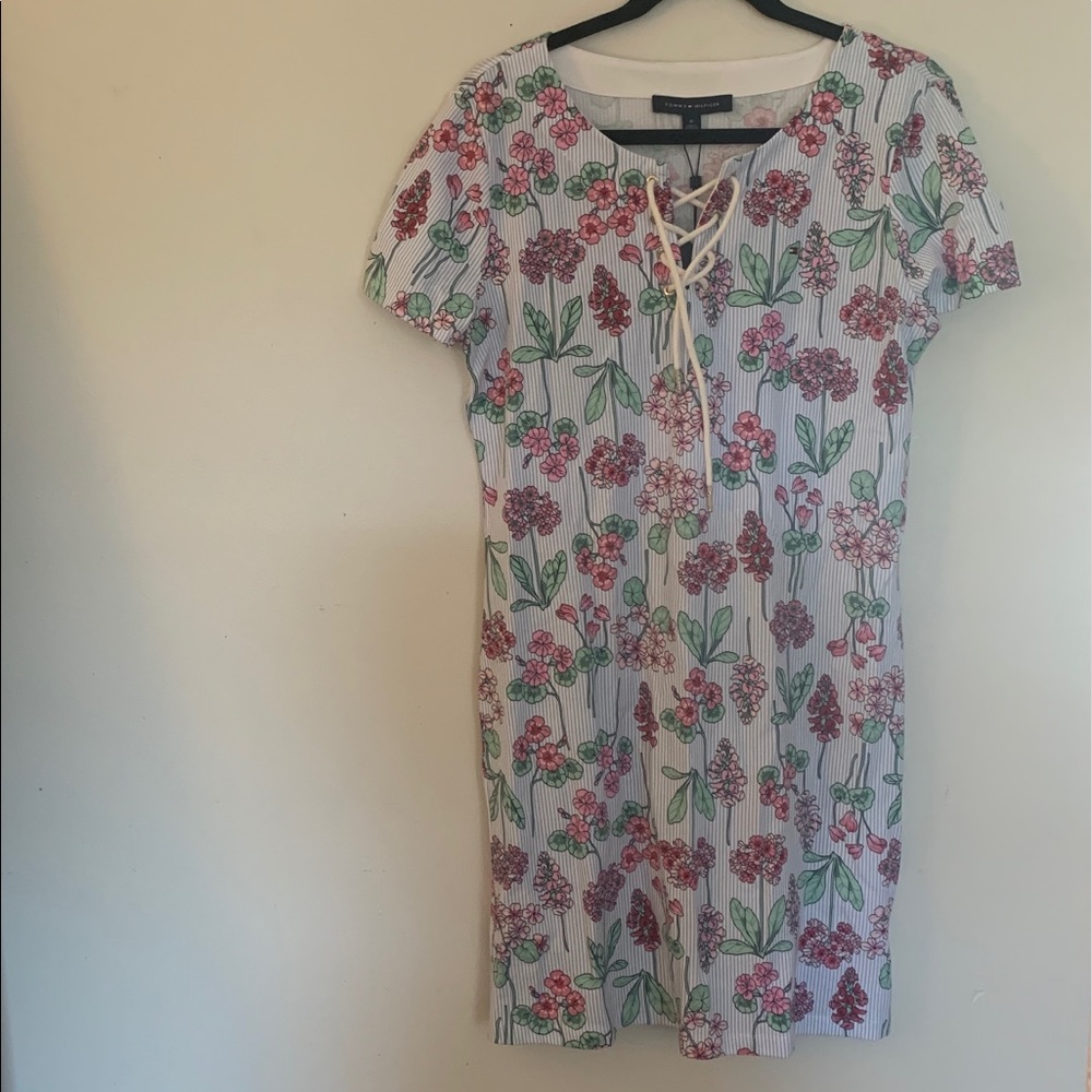 Tommy Hilfiger Floral and Striped Pattern Dress